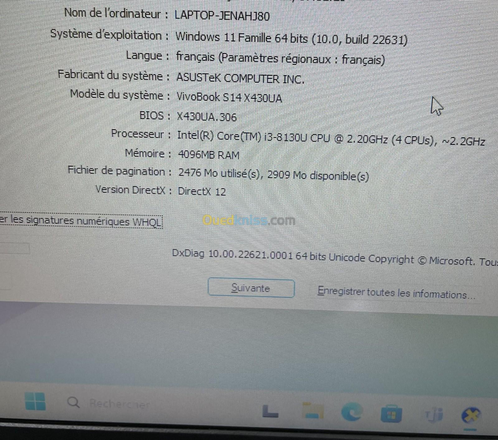Asus VivoBook S14 X430UA | i3-8130U 8ème 4Go 128Go SSD 14"