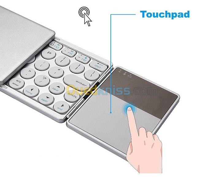 Clavier Bluetooth Pliable à 64 Touches avec Pavé Tactile, Pour iOS/Android/Windows QWERTY + ARAB