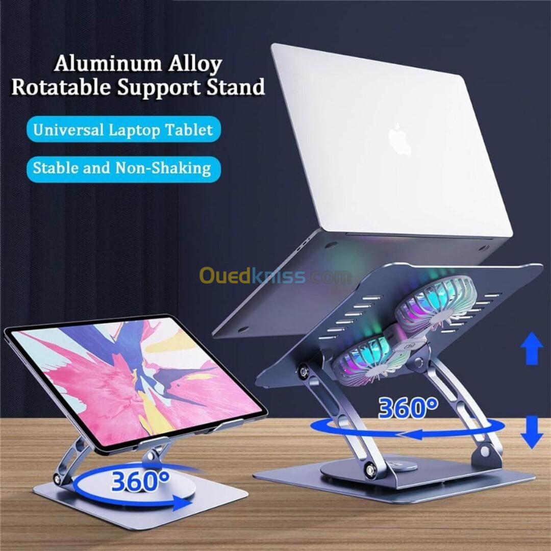 Support & refroidisseur laptop rotatif à 360 pliable en d'aluminium avec  V4.1