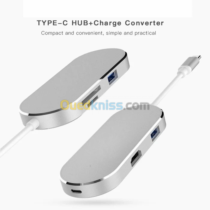 Adaptateur HUB USB Type-C 6 EN 1 USB Type-C to HDMI  / 2 USB 3.0 / SD / TF / USB-C