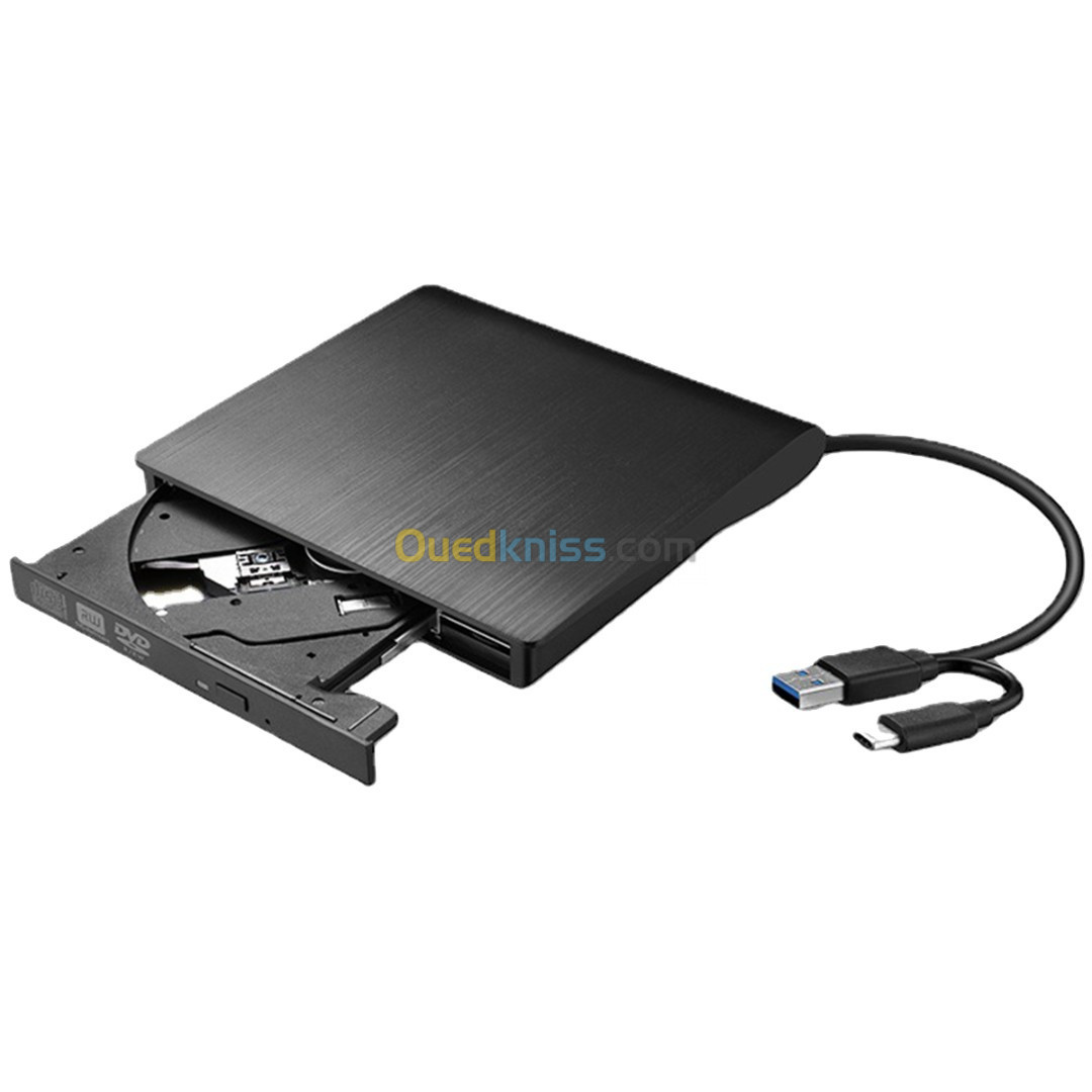 Lecteur CD/DVD Externe pour Ordinateur Portable, Ultra Mince USB 3.0 Type-C Lecteur  CD Lecteur DVD Externe Portable CD +/-RW Disque 