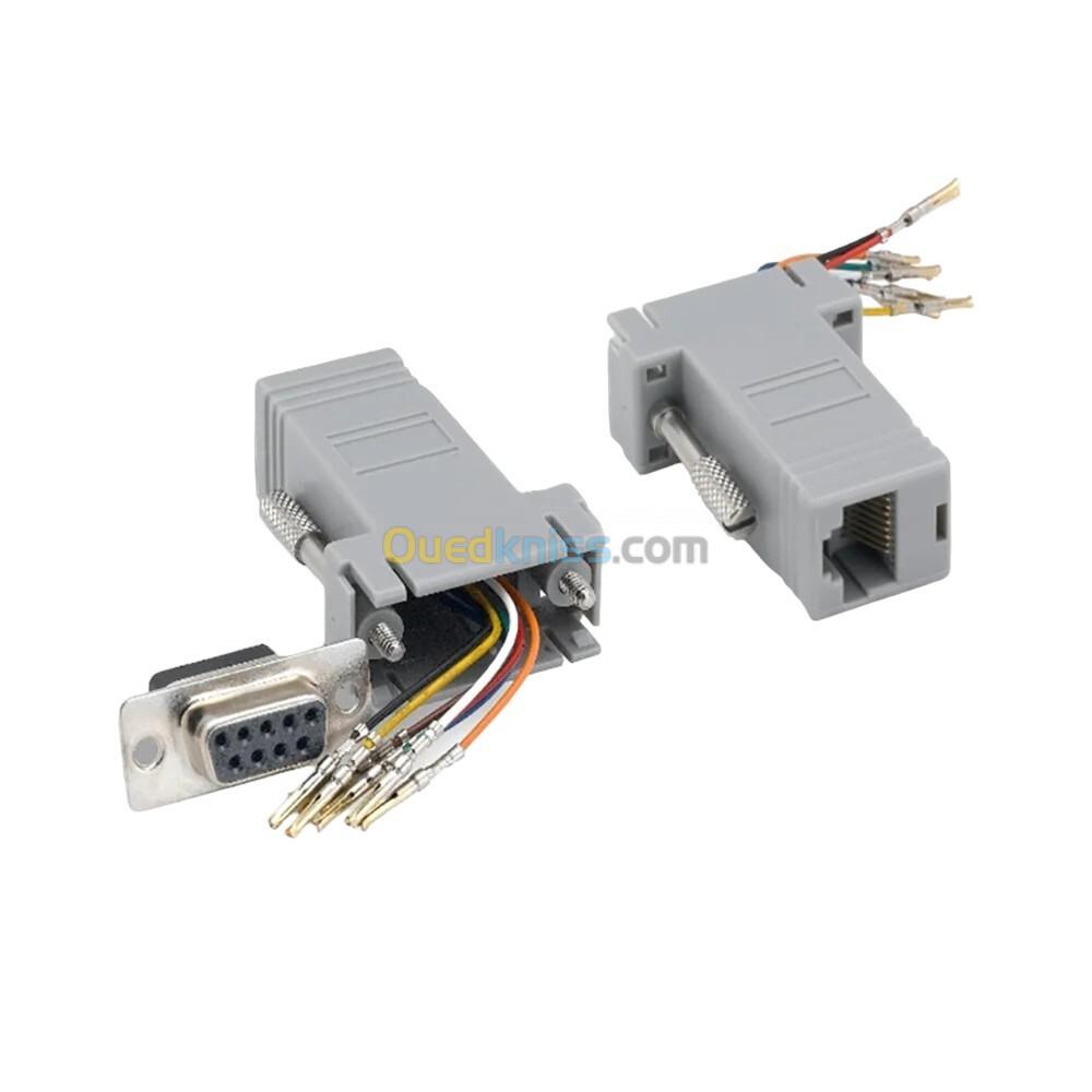 Adaptateur Démontable DB9 (RS232) vers RJ45 Femelle 