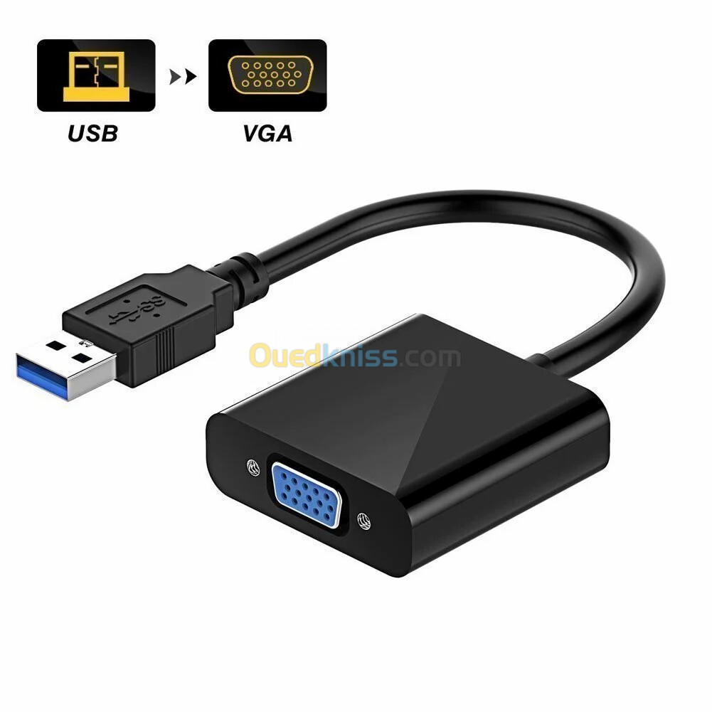 Adaptateur Vidéo Multi-Écrans USB 3.0 Male vers VGA Femelle