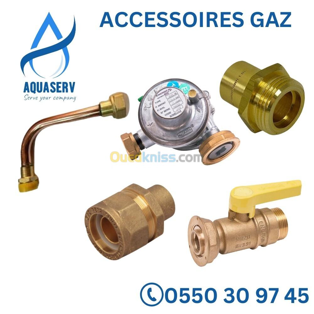 Accessoires Gaz - Vannes|Détendeurs|Kit de branchement|Robinets|Raccords|Joints de transition|Portes