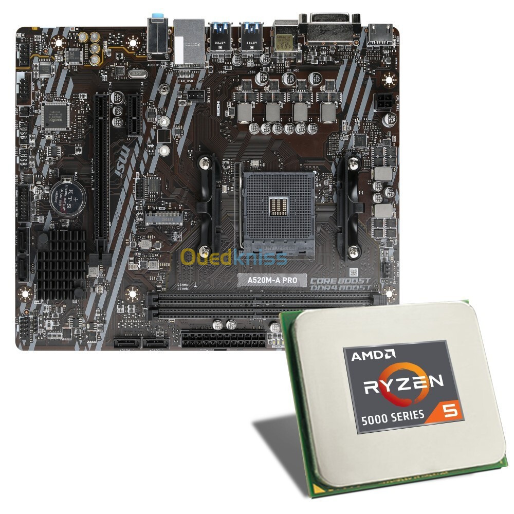 CARTE MERE MSI A520M-A PRO + CPU AMD AM4 RYZEN 5 PRO 5650G