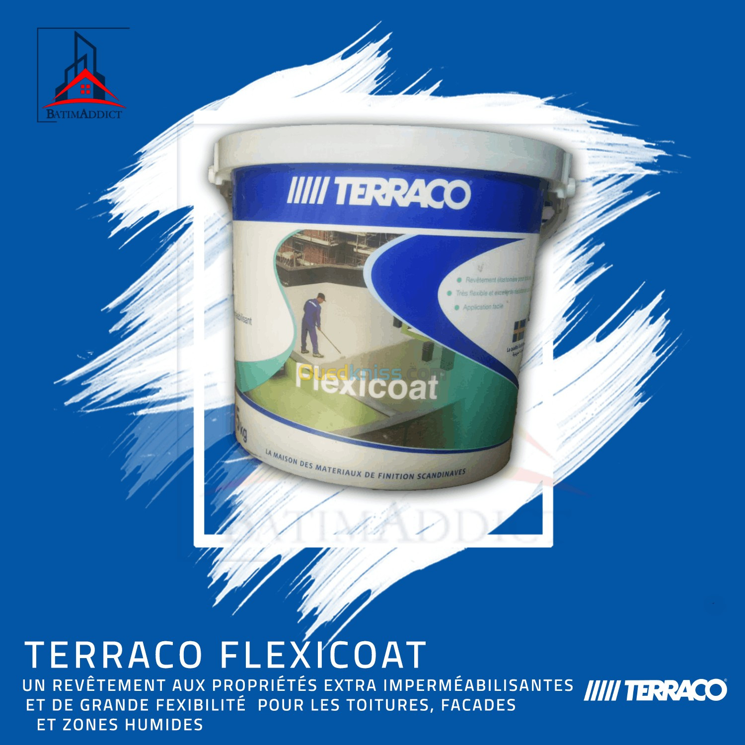 ÉTANCHÉITÉ LIQUIDE POUR TERRASSE ET TOITURE TERRACO FLEXICOAT 20KG