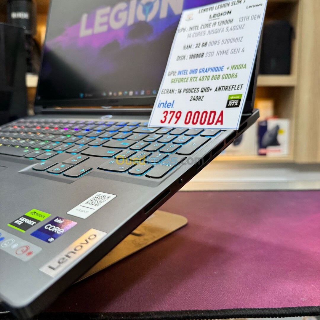 LENOVO LEGION SLIM 7 I7 13700HX NVIDIA RTX 4070 32GB RAM 1TB SSD ECRAN 16 QHD 240HZ