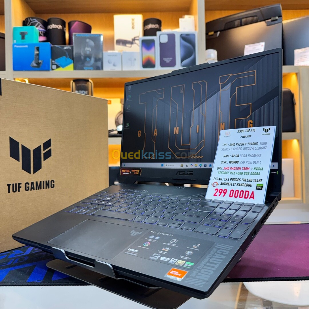 ASUS TUF A15 AMD RYZEN 9 7640HS NVIDIA RTX 4060 32GB RAM 1TB SSD NEUF JAMAIS UTILISÉ 