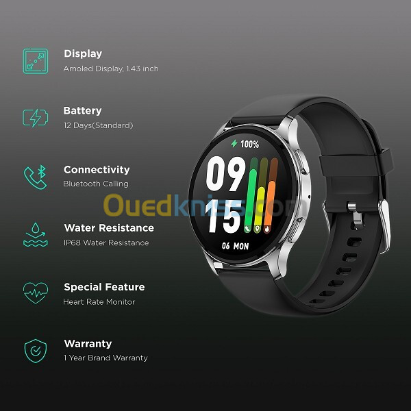 Smart Watch Amazfit-Montre Connectée Pop 3R Android et IOS, Plus de 100 Modes Sportifs, Amoled