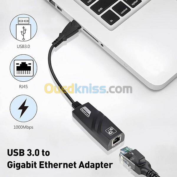 Adaptateur Ethernet Carte réseau USB 2.0 10/100/1000Mbps PC-LAPTOP-Démo RG45