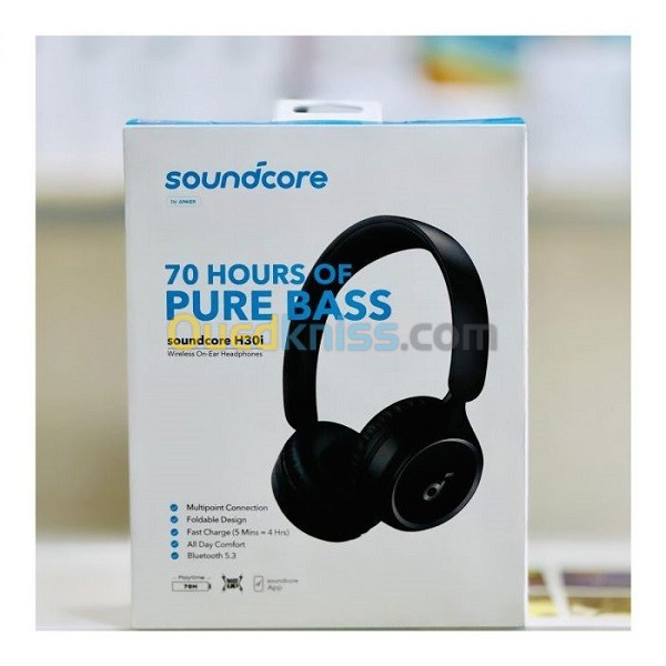 Anker Soundcore H30i Casque supra-auriculaire sans fil, pliable, 70 heures, Bluetooth 5.3