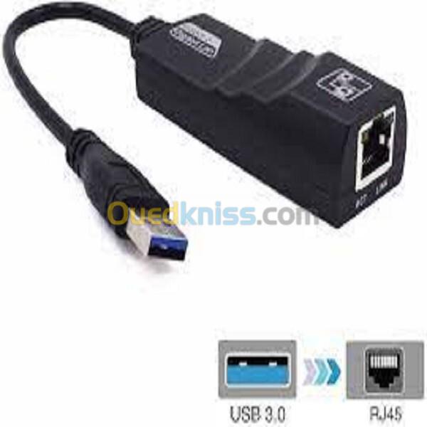 Adaptateur Ethernet Carte réseau USB 2.0 10/100/1000Mbps PC-LAPTOP-Démo RG45