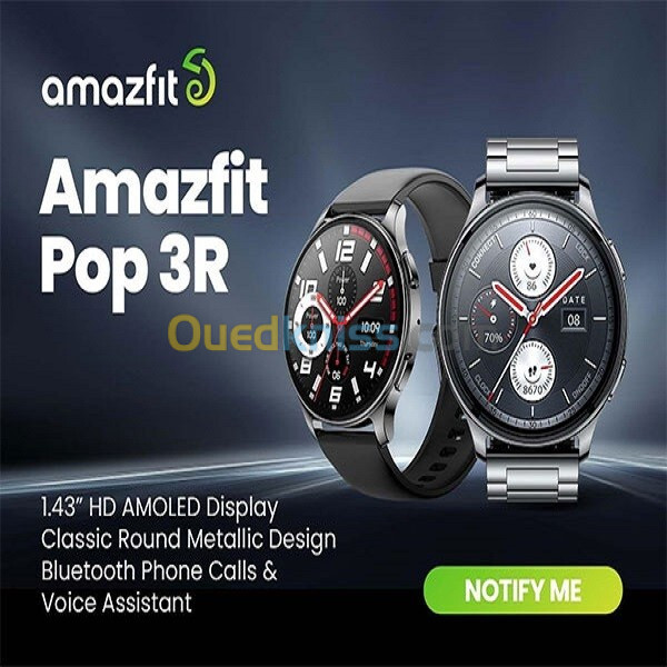 Smart Watch Amazfit-Montre Connectée Pop 3R Android et IOS, Plus de 100 Modes Sportifs, Amoled