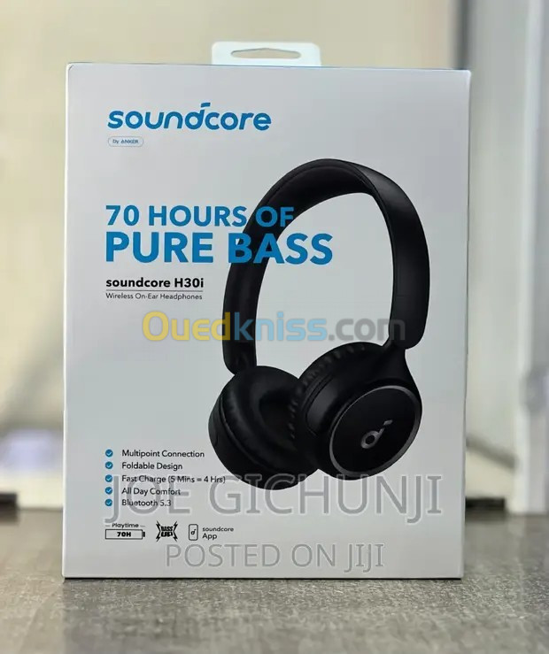 Anker Soundcore H30i Casque supra-auriculaire sans fil, pliable, 70 heures, Bluetooth 5.3