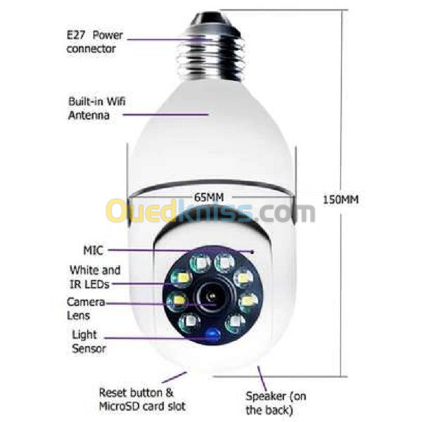 CAMERA SURVEILLANCE WIFI LAMPE APOULE FULL HD 360 DEGREE