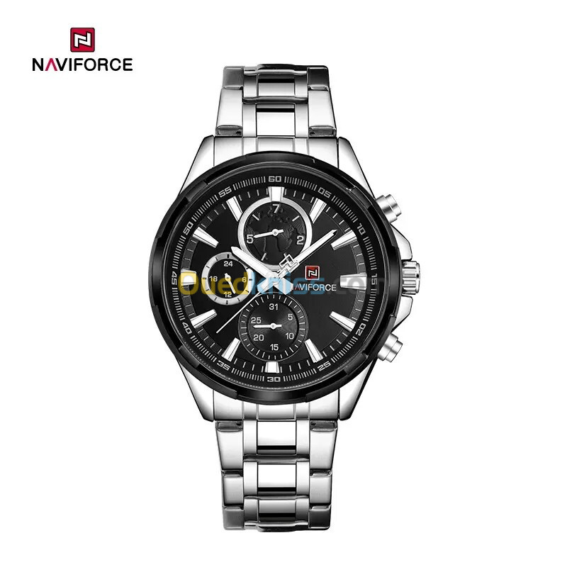   NAVIFORCE-Montre de luxe pour Homme originale, étanche, Chronographe, double bracelet cuir, Quartz