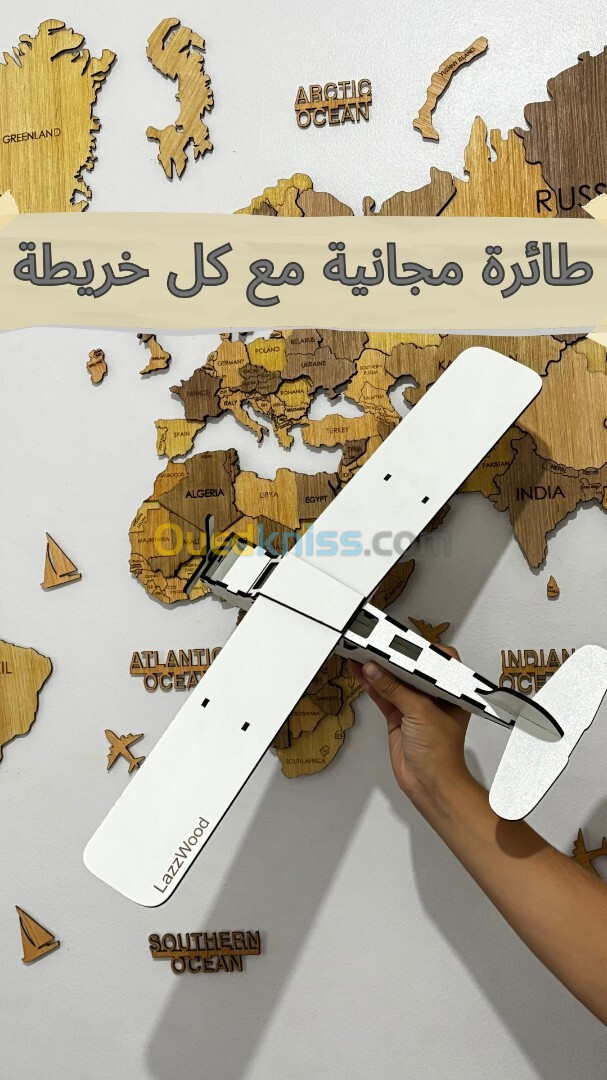 Carte du Monde en Bois 3D avec Avion Offert : Explorez le Monde