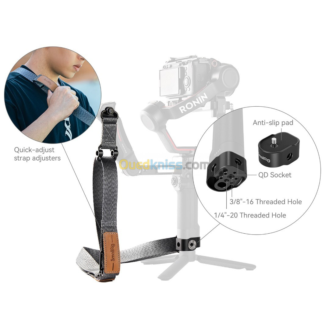 Strap Stabilisateur SMALLRIG SHOULDER STRAP POUR DJI RS2/RS3 STABILISATEURS