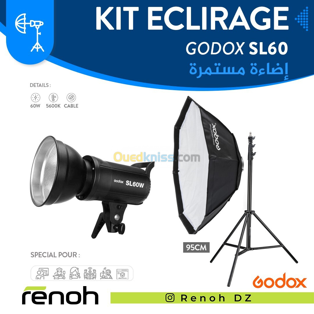 Kit Éclairage Professional Godox SL60W (Octa95cm / Kit-1)