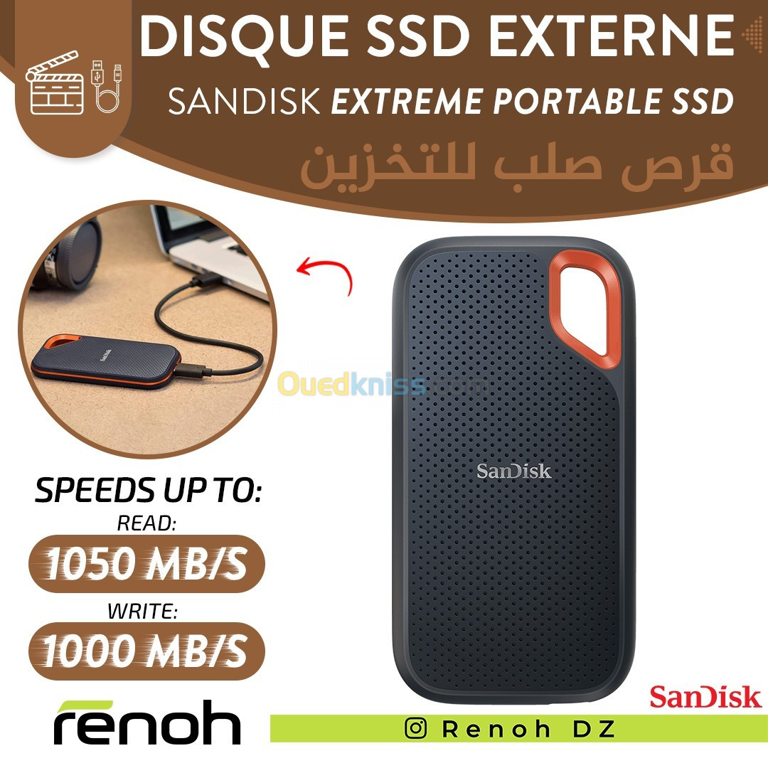 Disque dur externe portable SSD SANDISK Extreme - 500Go