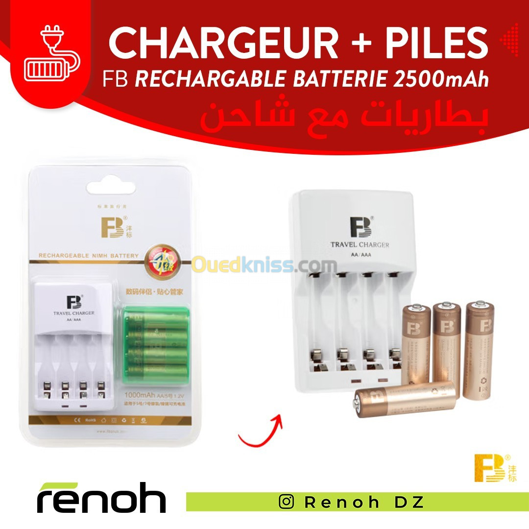 Piles rechargable avec chargeur FB 2500mAh