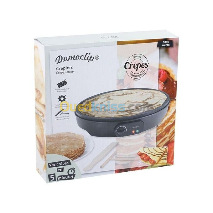 Domoclip Crêpière Electrique Thermostat Réglable 30cm Noir