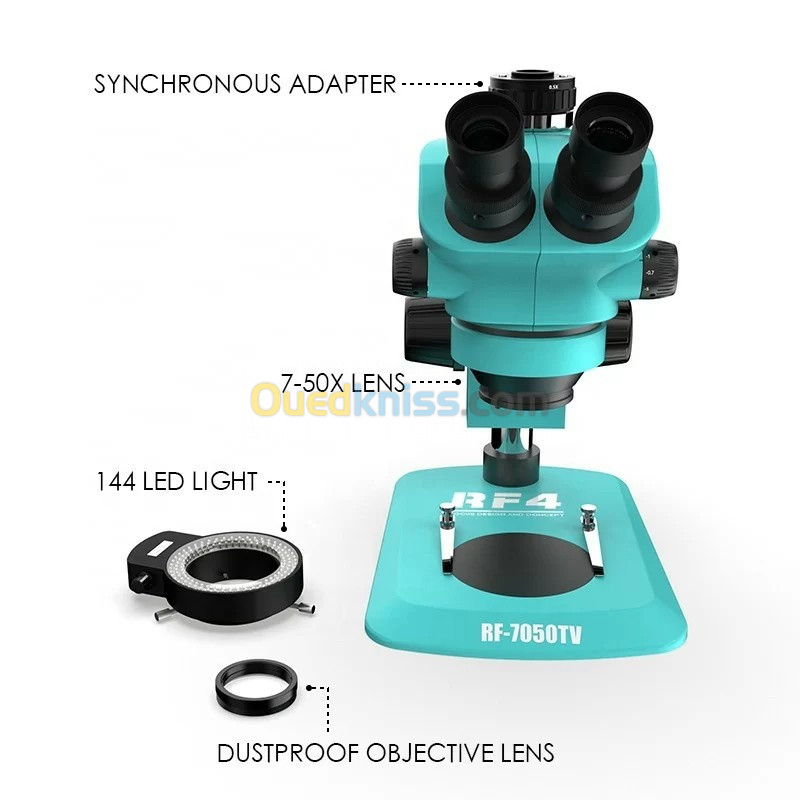 Microscope trinoculaire stéréo de fonctionnement RF4 RF7050TV, maintenance de téléphone portable