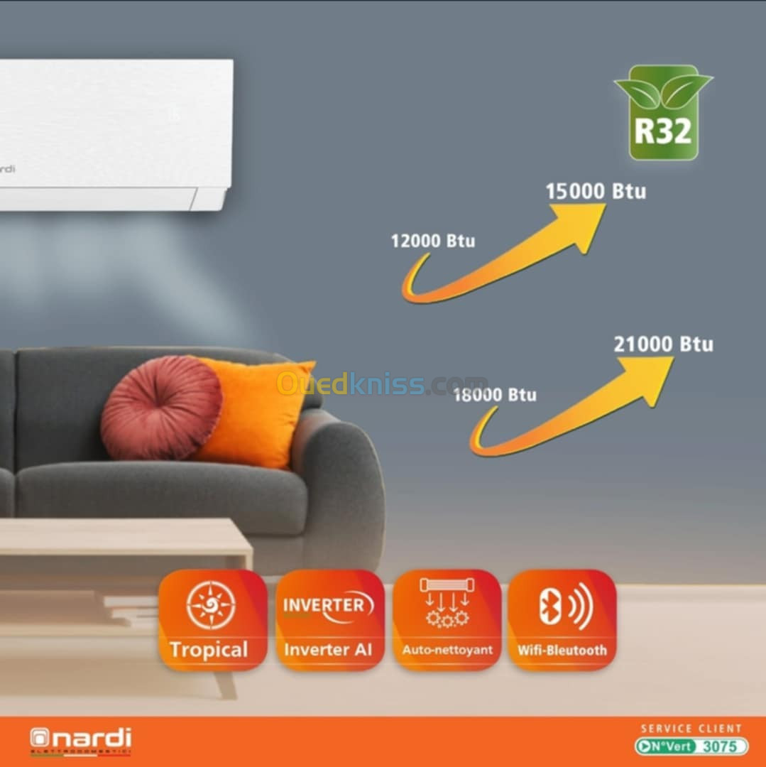 Climatiseur nardi 12000btu/ 18000btu inverter Tropical 