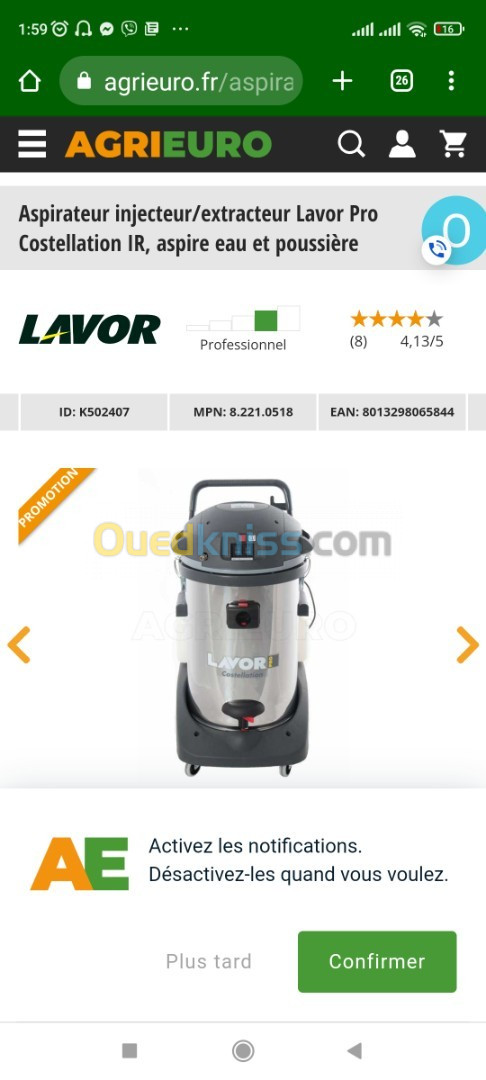 Injecteur extracteur lavor pro Italy 