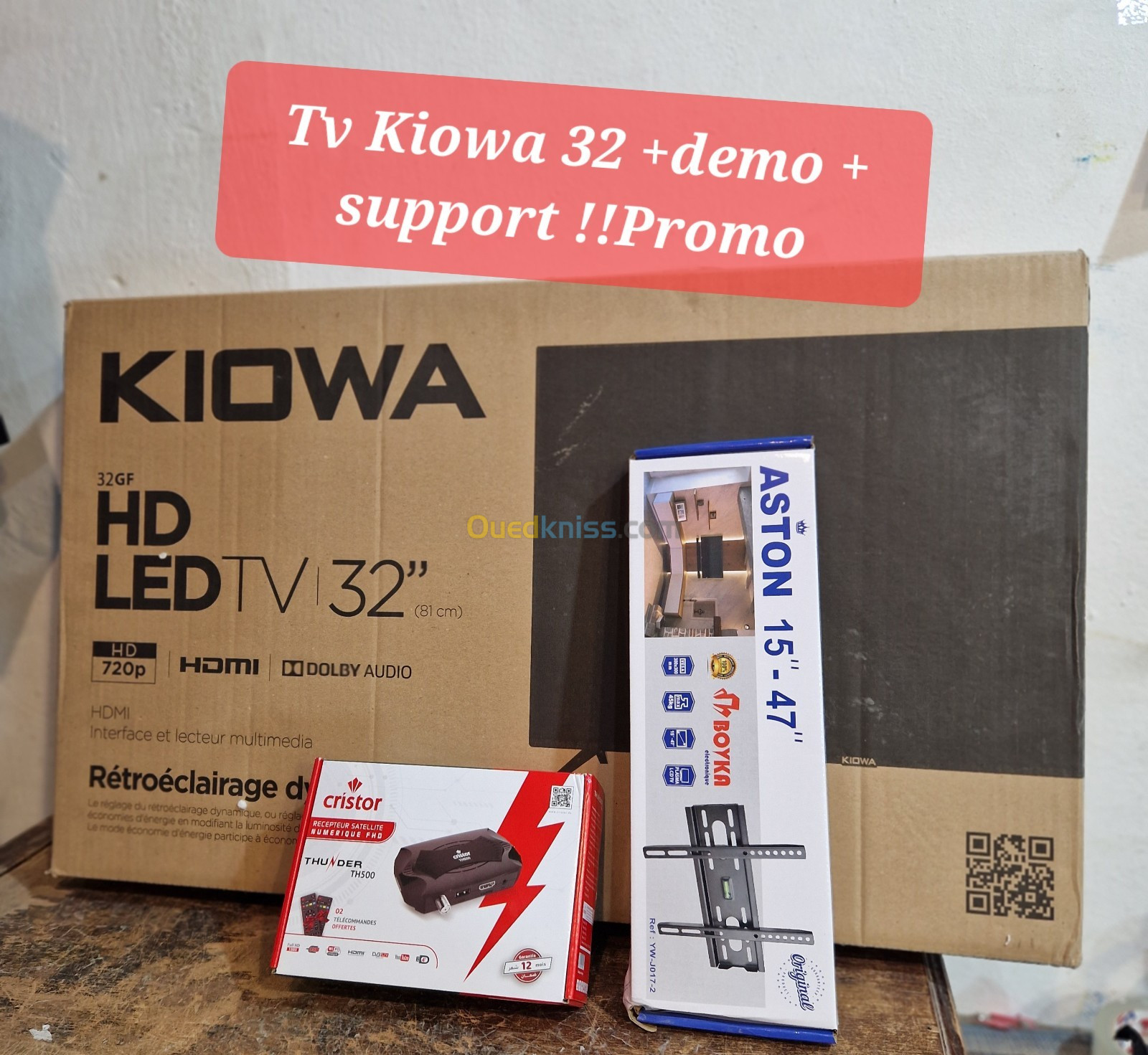 tv Kiowa 32 + Démo cristor th500 +Support 