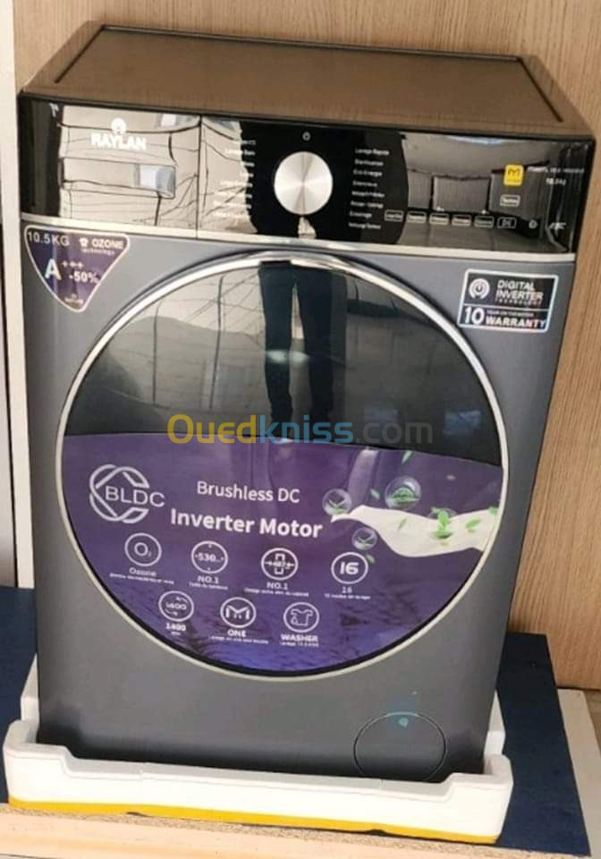 Promotion machine à laver raylan 10kg ozone gris inverter 