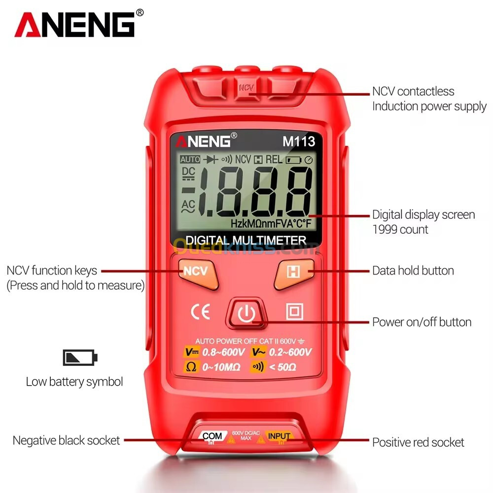 ANENG-Mini multimètre numérique M113, voltmètre AC/DC