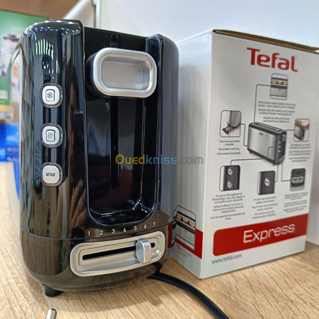 TEFAL Grill Pain Express 1000W noir et chromé