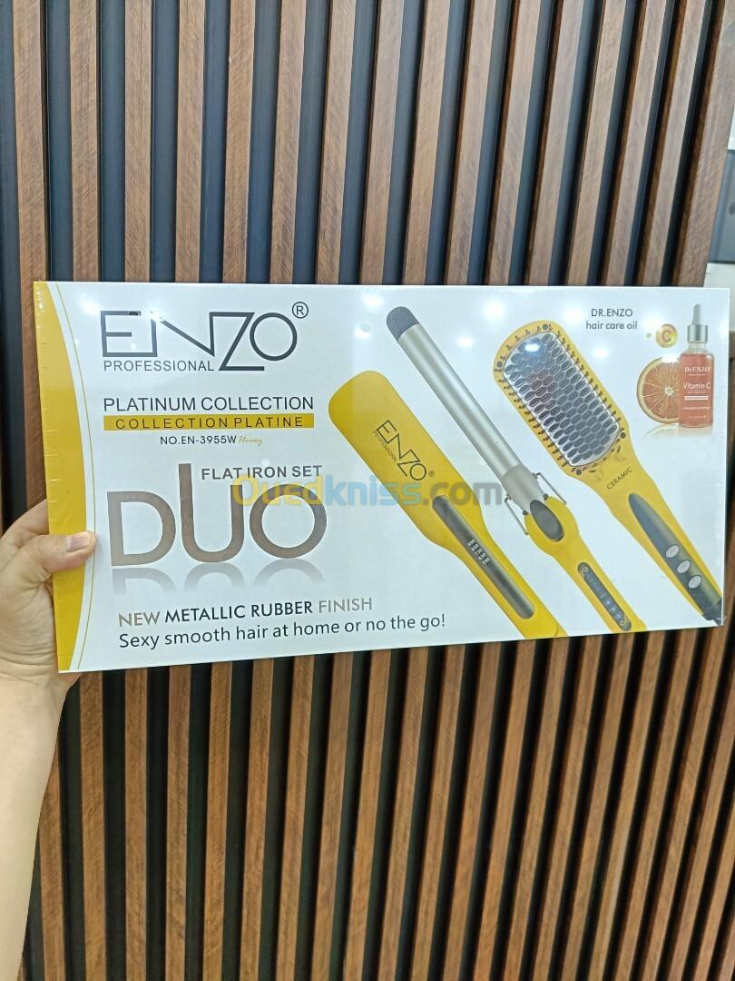 ENZO Pack DUO 3en1 Brosse Lissante + Boucleur + Lisseur Platinum Collection 3955