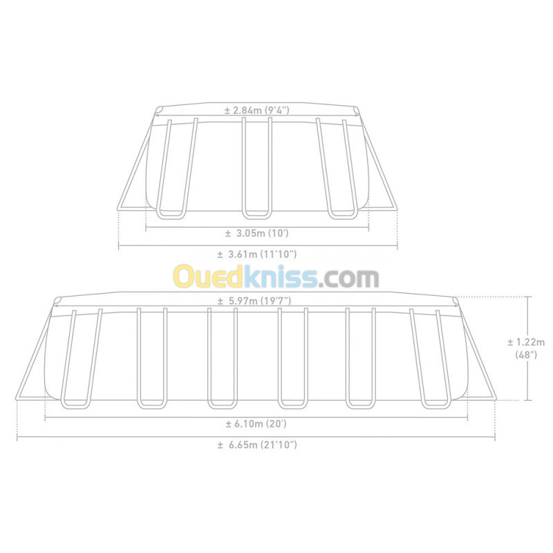 Piscine intex Prism Frame ovale 6.10 x 3.05 x 1.22 m