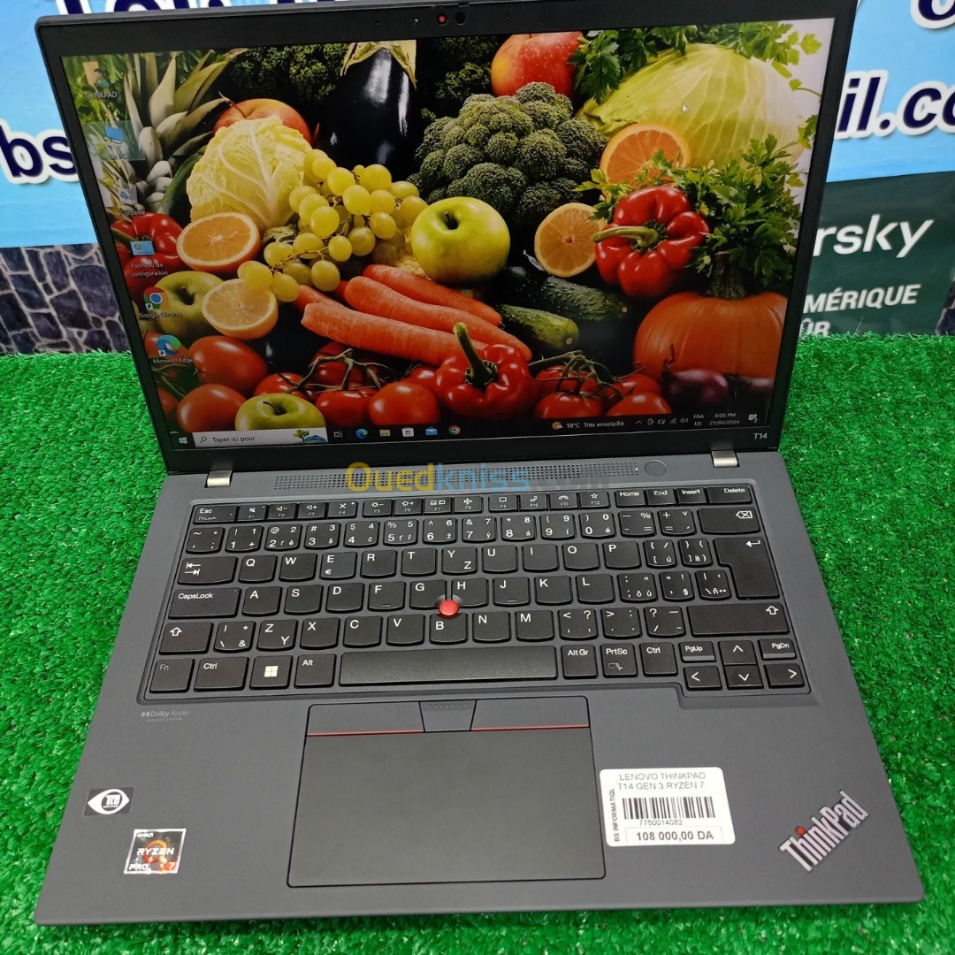 Lenovo thinkpad T14 ryzen 7 pro 6850u RAM 16 GB 512SSD écran 14 FUL HD 