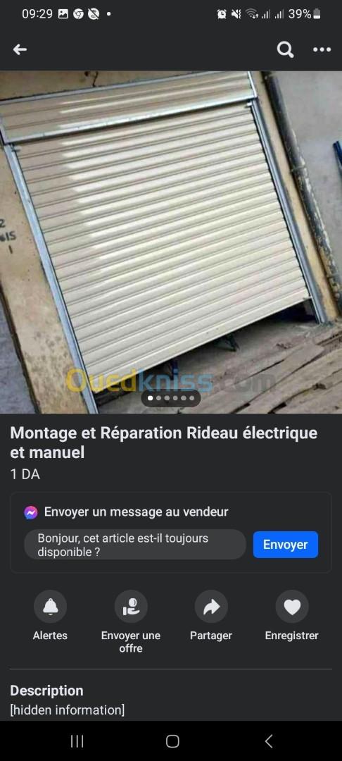 Montage des rideaux électriques 