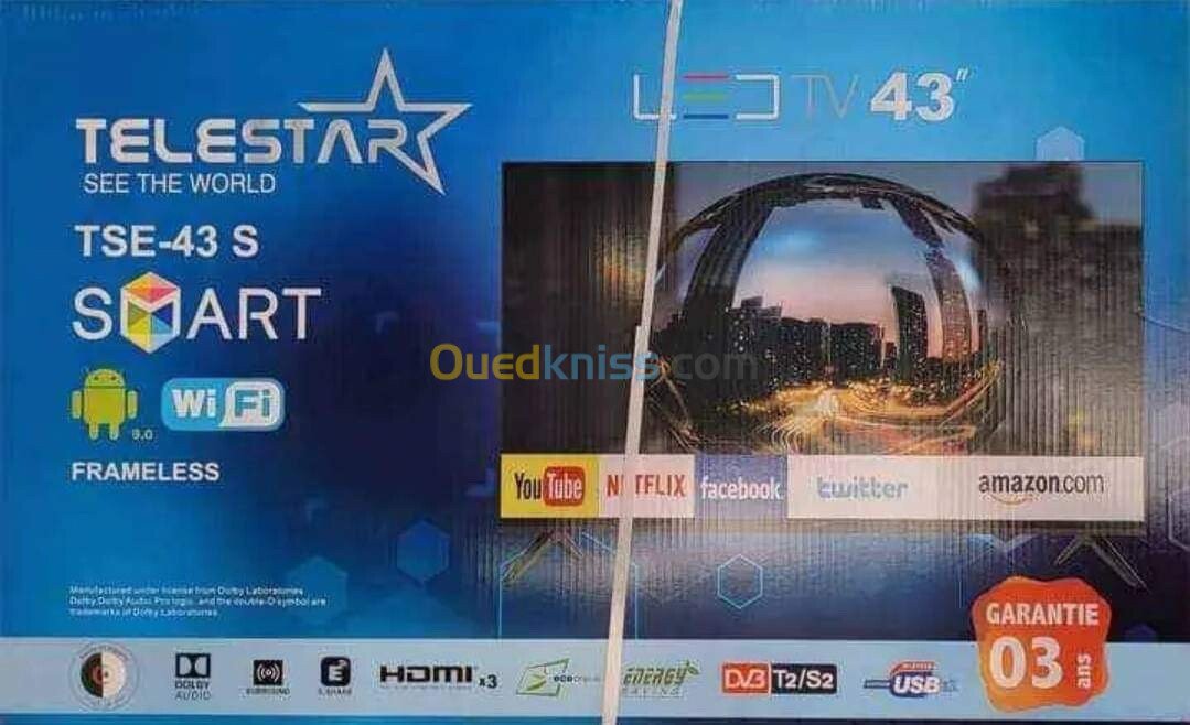 Telestar 43 pouces Smart android + démo intégré 34500 da