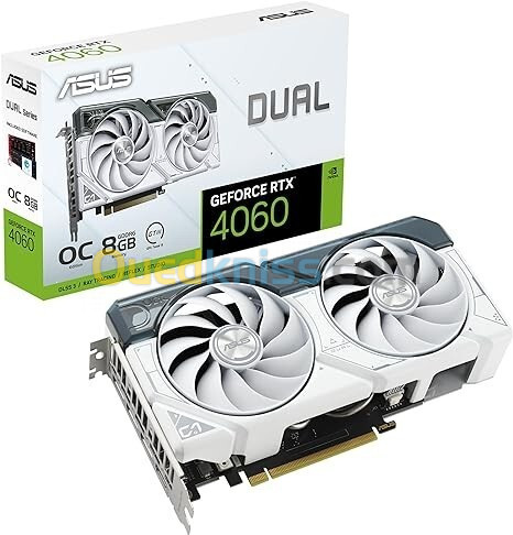 CARTE GRAPHIQUE ASUS Dual GeForce RTX 4060 White OC Edition 8GB GDDR6