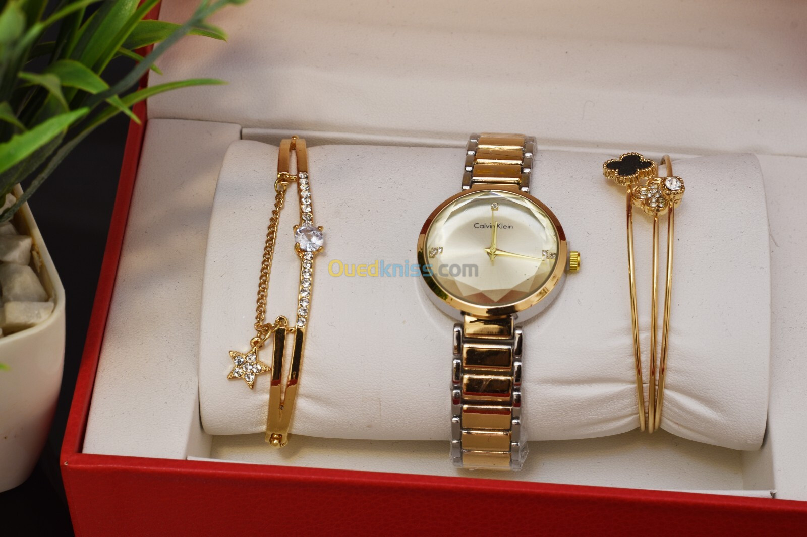 Coffret montre pour femme avec bracelets en acier inoxydables