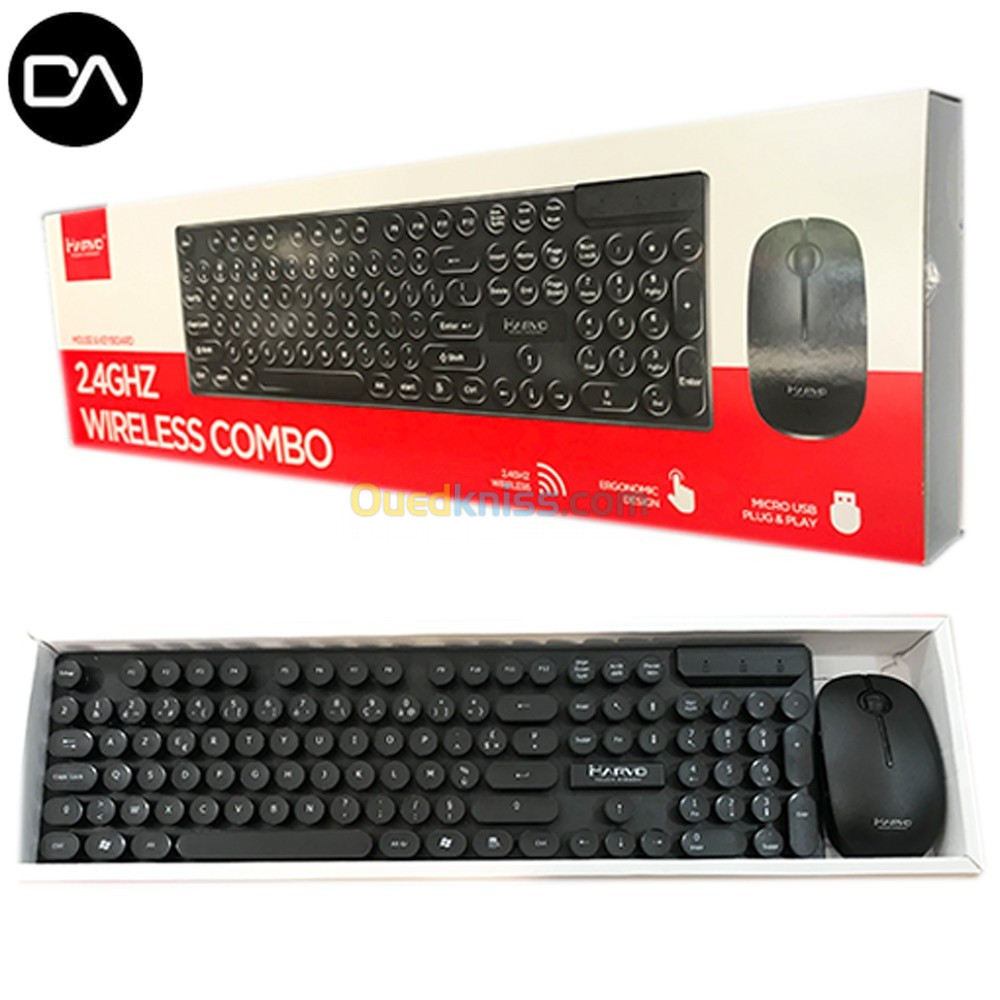 Clavier Souris MARVO DCM002WE BK sans fils