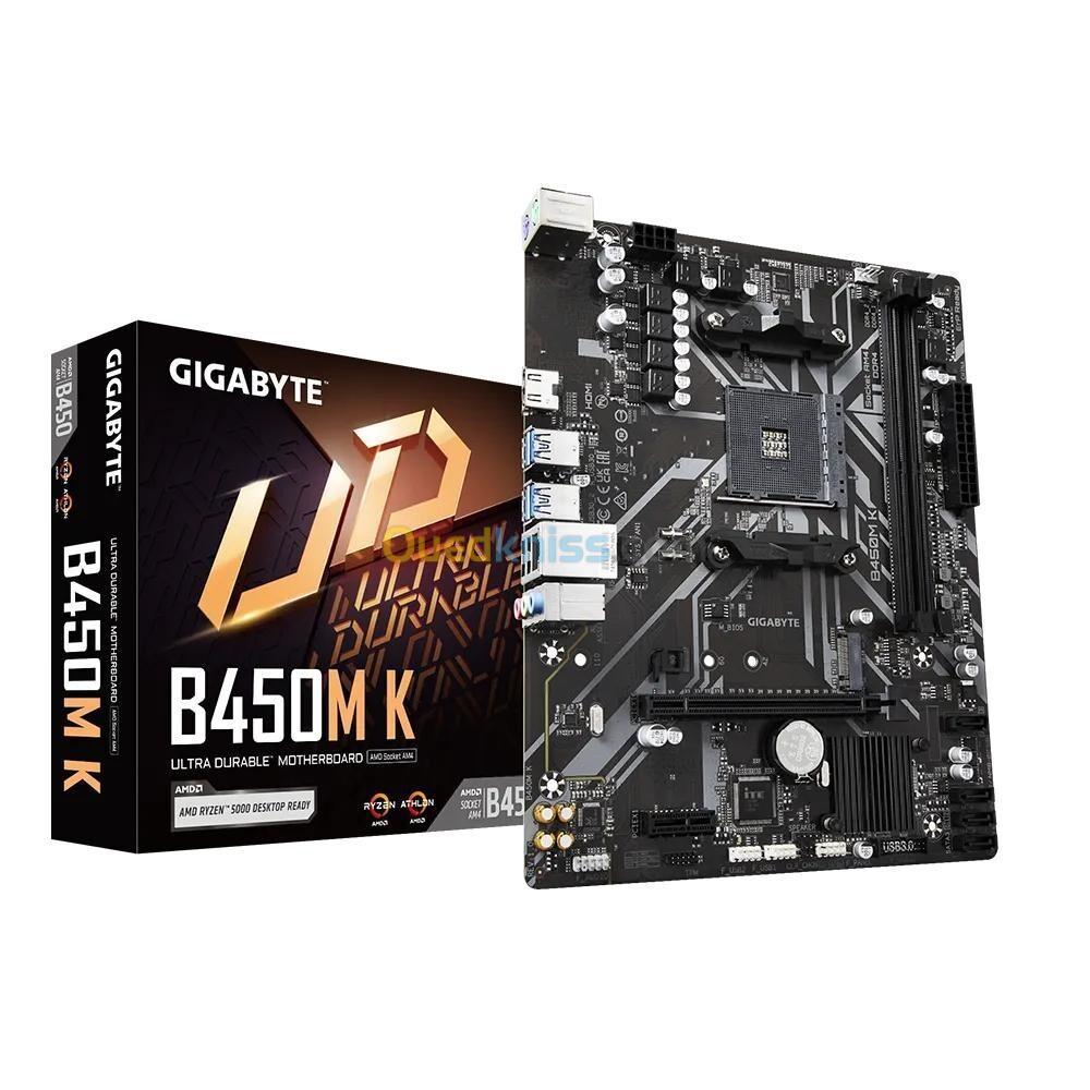 GIGABYTE B450M K - CARTE MÈRE AMD - SOCKET AM4 - PCIE GEN3 X4 M.2 - DDR4 DOUBLE CANAL - AUDIO HD