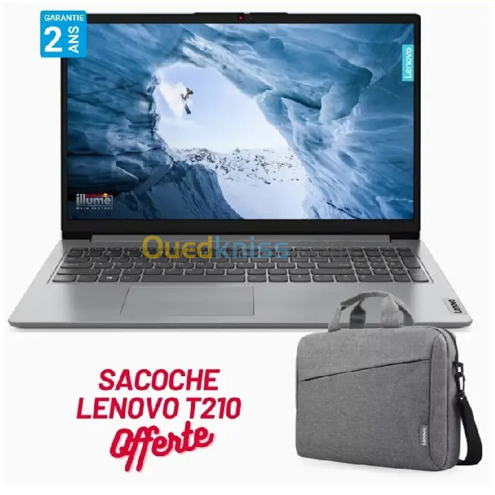 LENOVO IDEAPAD 1 15IAU7 - I5-1235U - 8G - 512G SSD M.2 - 15.6" FHD + SACOUCHE LENOVO T210 - GRIS