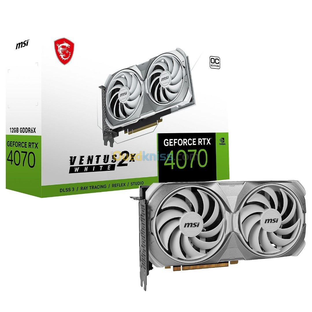 MSI GeForce RTX 4070 VENTUS 2X WHITE 12G OC - GDDR6X - 21000 MHz - 4K UHD - WHITE EDITION 