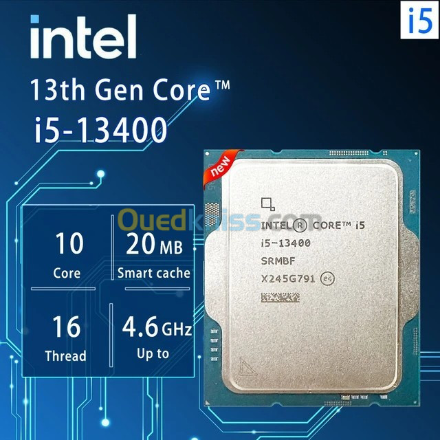 PROCESSEUR Intel Core i5-13400 - 10 CŒURS - 20 MO CACHE - JUSQU'À 4.6 GHZ - INTEL 1700 - 65 W