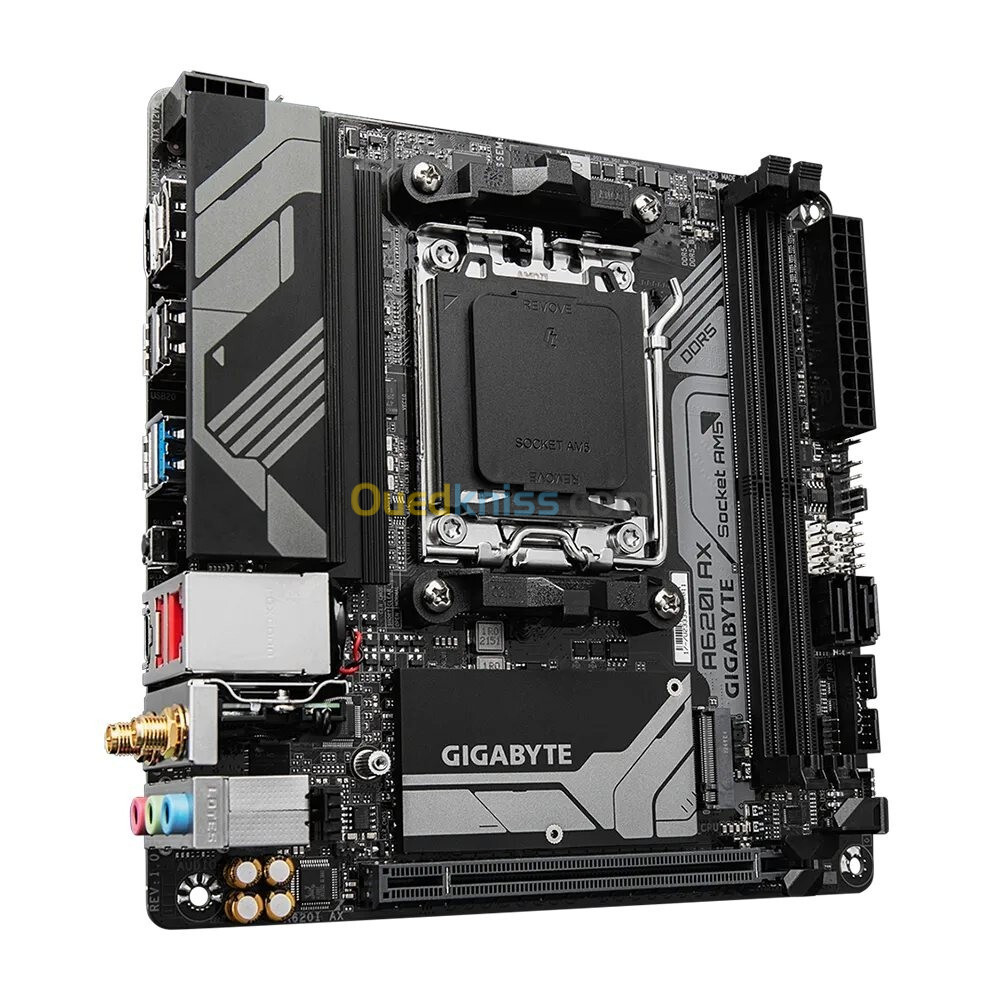 GIGABYTE A620I AX - CARTE MÈRE AMD - SOCKET AM5 - PCIe 4.0 x4 M.2 - DDR5 double canal - Wi-Fi 6E - 