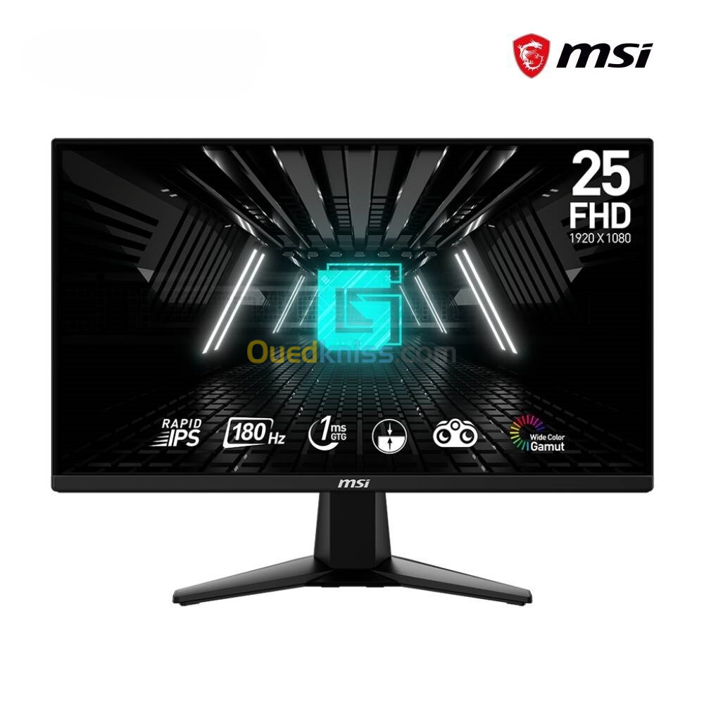 ÉCRAN MSI G255F GAMING - 24,5" FHD - DALLE IPS - 180 HZ - 1MS SRGB - ADAPTIVE-SYNC - DP 1.2A - HDMI 