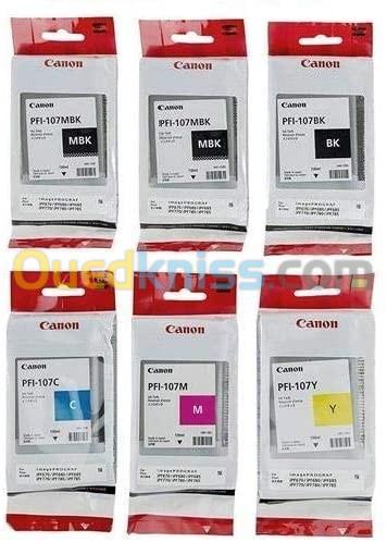 CARTOUCHES CANON ORIGINALES  PFI-107 - 6 PACK 130ML - Traceur Canon iPF670 / 770 / 680 / 685 / 780 