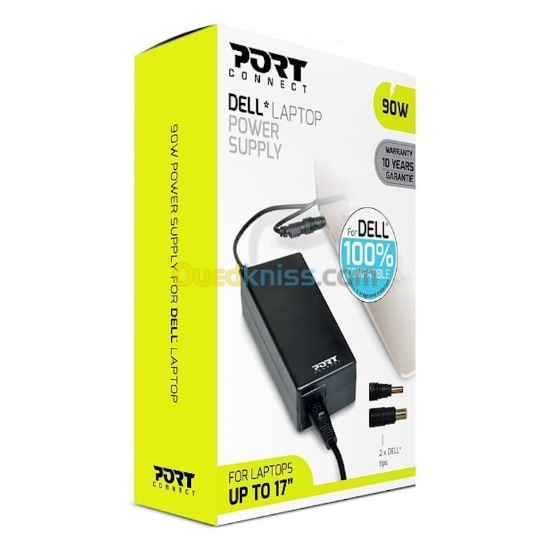 Port Designs Batterie PC Portable  Chargeur - alimentation pour 100% Compatible DELL -  90W Noir