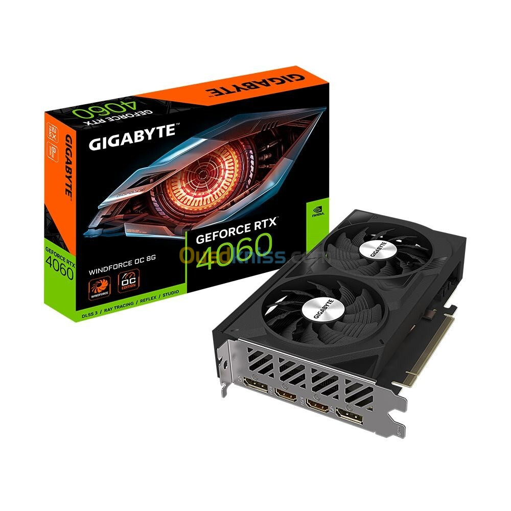 GIGABITE GEFORCE RTX 4060 WINDFORCE OC - 8G GDDR6 - ATX PCI-E 4.0 - 128 BITS - 450W - 2460 MHZ